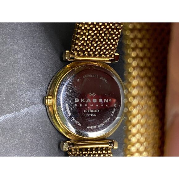 Skagen 107SGG1 Gold Tone Stretch Mesh Band Stainless Steel Analog Dial Watch